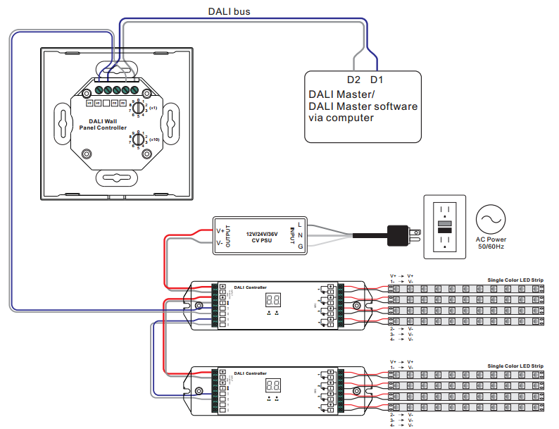 Touch Control DALI Master Dimmer Switch For Single Light SR-2400TL