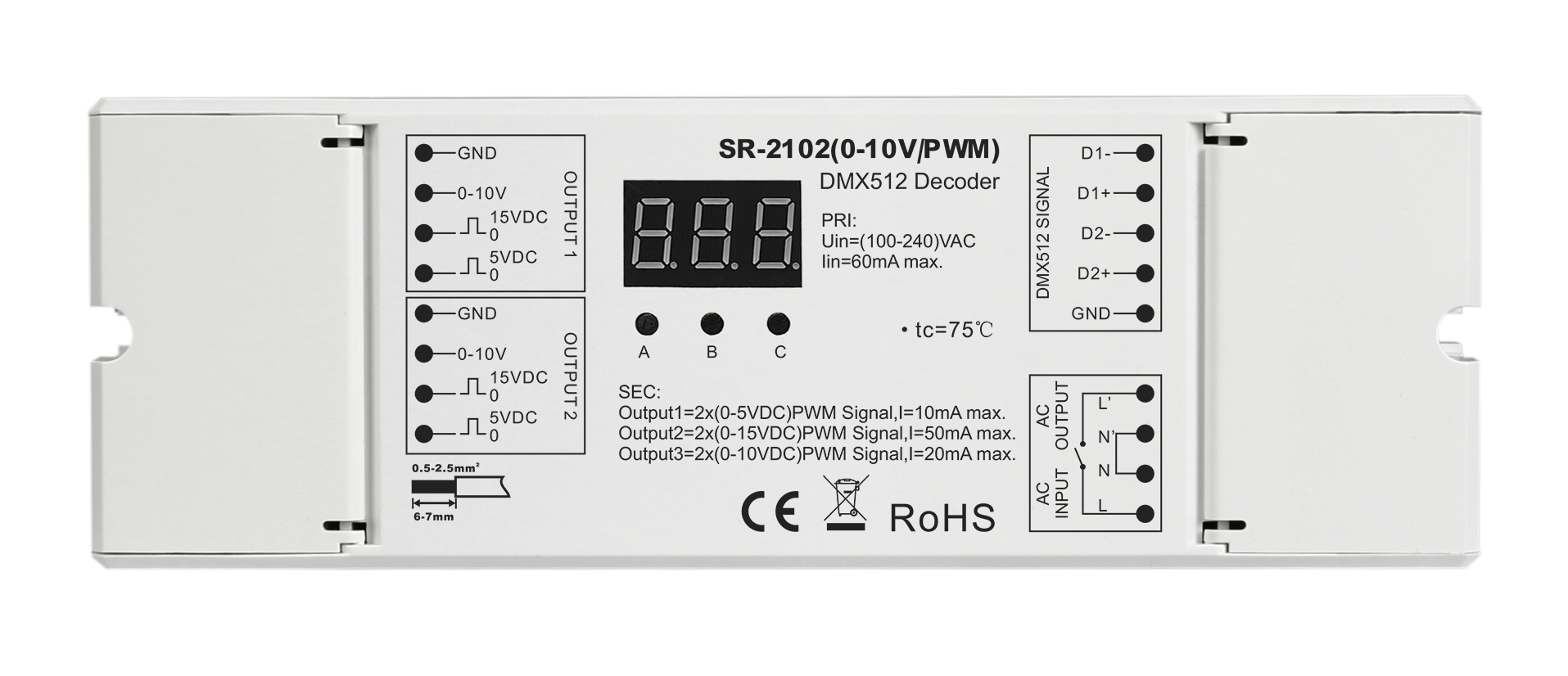 DMX To 0-10V/PWM SR-2102-0-10V/PWM