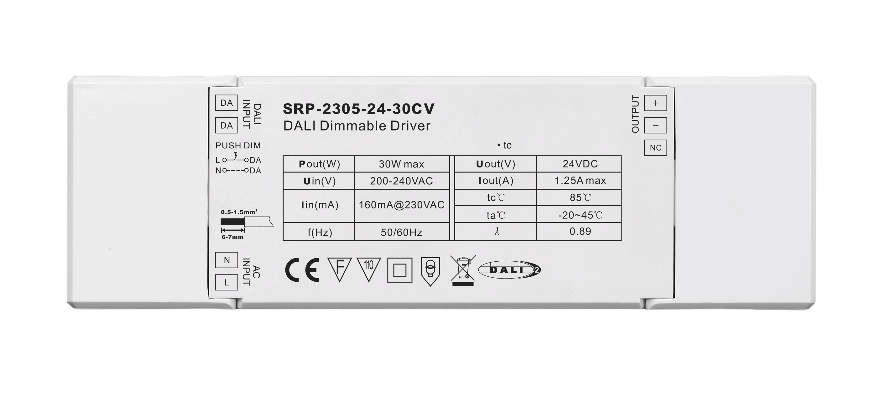 30W DALI LED Driver(Constant Voltage) SRP-2305-24-30CV 30W DALI LED Driver(Constant Voltage) SRP-2305-24-30CV