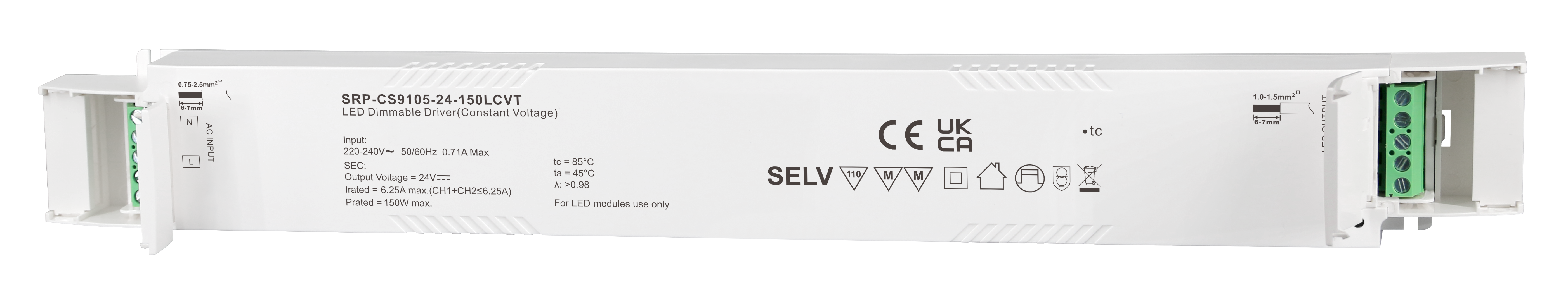 Srp Driver 150W 24VDC 2 Channels Constant Voltage Casambi Dimmable LED Driver SRP ...