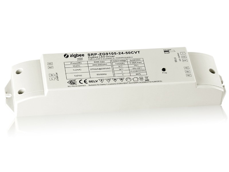 Sportsmand Interconnect Underholde 50W Dimmable Constant Voltage ZigBee Color Temperature LED Driver  SRP-ZG9105-12-50CVT/SRP-ZG9105-24-50CVT