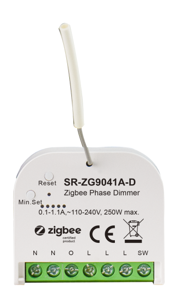 ZigBee Ultra Mini AC Triac Phase-Cut Dimmer Single Live Wire with Power-Metering SR-ZG9041A-D