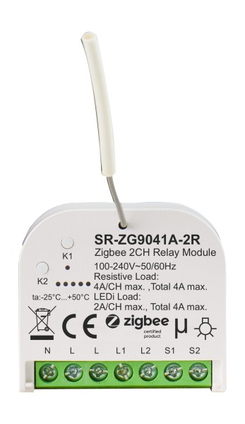 2CH ZigBee Smart Relay and Curtain Control Module SR-ZG9041A-2R