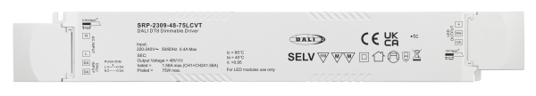 75W 2 Channels 48VDC  DALI DT8 LED Constant Voltage Driver SRP-2309-48-75LCVT