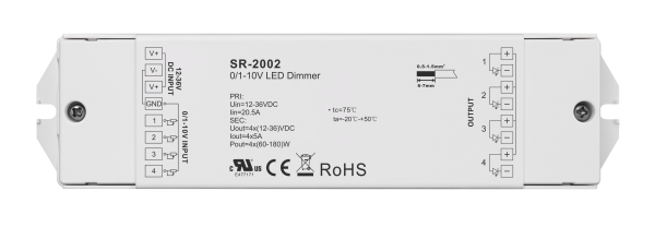 4 Channel 0/1-10V Constant Voltage LED Dimmer Switch SR-2002