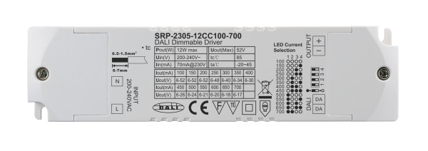 12W DALI DT6 LED Driver (Constant Current) SRP-2305-12CC100-700