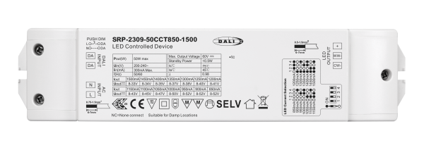 50W DALI DT8 Constant Current LED Driver SRP-2309-50CCT850-1500