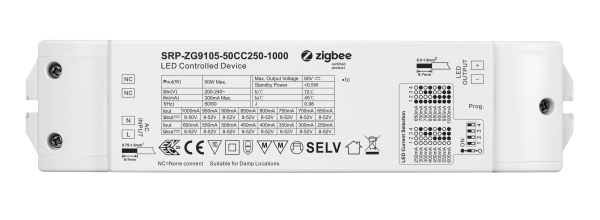 50W Constant Current ZigBee LED Dimmable Driver SRP-ZG9105-50CC250-1000