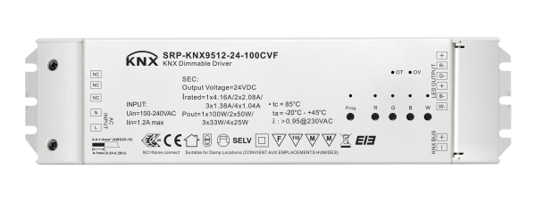 4 Channels Constant Voltage 100W KNX LED Dimming Driver SRP-KNX9512-24-100CVF