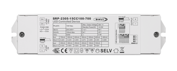 15W DALI DT6 LED Driver (Constant Current) SRP-2305-15CC100-700