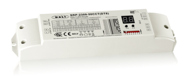 50W DALI DT8 Constant Current LED Driver SRP-2309-50CCT250-1000