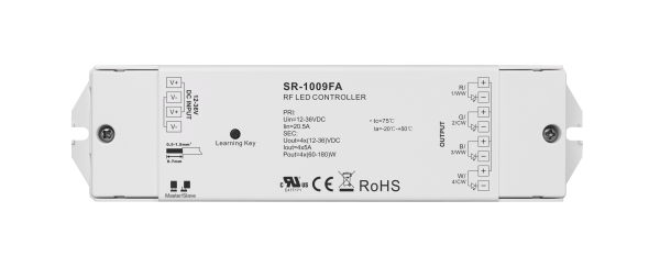 5A 4CH 12-36V Constant Voltage RF LED Strip Dimmer Controller SR-1009FA