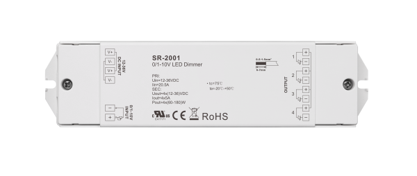 4 Channel Constant Voltage 0/1-10V LED Dimmer SR-2001