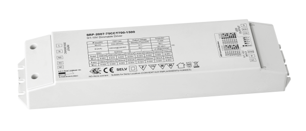 75W 2 Channels Constant Current 0/1-10V LED Driver SRP-2007-75CCT700-1500