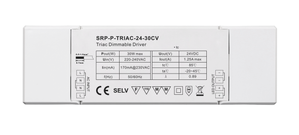 30W  24VDC DALI DT6 Triac Constant Voltage Dimmable Driver With 4 Dimming Interfaces In 1 SRP-TRIAC-24-30CV