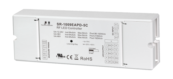 5CH 5x5A Constant Volt RF LED Controller with Receiver+Repeater Mode SR-1009EAPD-5C