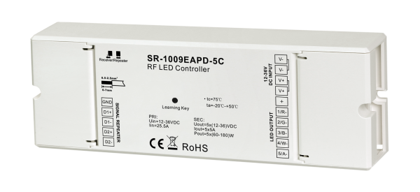 5CH 5x5A Constant Volt RF LED Controller with Receiver+Repeater Mode SR-1009EAPD-5C