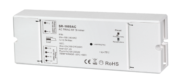 2 Channel AC Triac LED Dimmer Switch With RF Control SR-1009AC