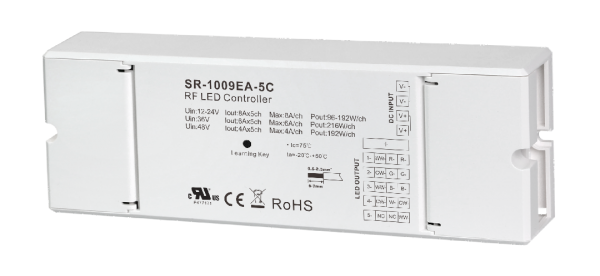 5CH 5A Constant Voltage RGB & CCT RF LED Receiver SR-1009EA-5C