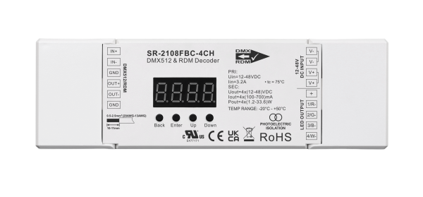 4CH Constant Current CC DMX & RDM Decoder SR-2108FBC-4CH