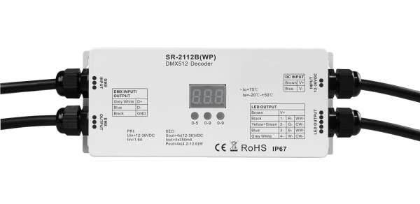 Waterproof Low Volt Constant Current DMX512 Decoder SR-2112B(WP)