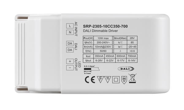 10W DALI DT6 Constant Current  LED Driver SRP-2305-10CC350-700