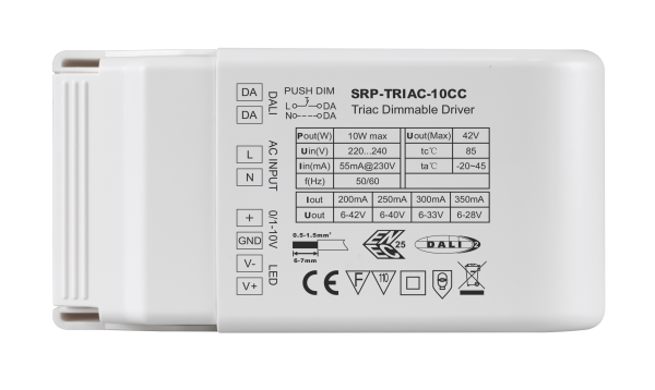 Mini Size 10W Triac Constant Current Dimmable LED Driver With 4 Dimming Interfaces In 1 SRP-TRIAC-10CC