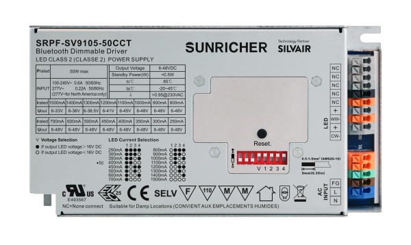 SIG Mesh BLE 2 Channels  Constant Current Dimmable LED Driver SRPF-SV9105-50CCT
