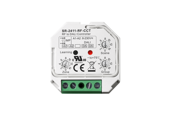 RF to DALI DT8 Controller with PUSH for Tunable White SR-2411-RF-CCT