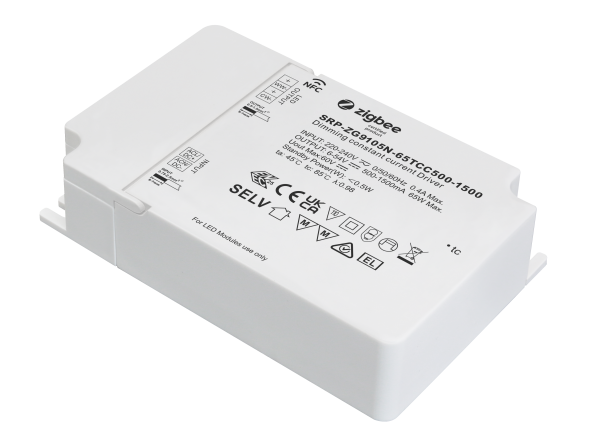 2 Channels 65W NFC Constant Current ZigBee Tunable White LED Dimmable Driver SRP-ZG9105N-65CCT500-1500