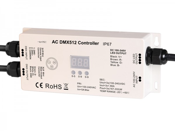 Waterproof High Voltage LED Strip DMX512 Controller SR-2102HTWP