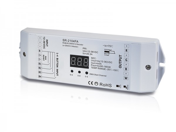 Push Switch Compatible Constant Voltage DMX512 Decoder SR-2104FA