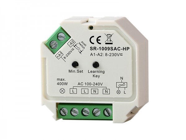 RF/WiFi Control AC Phase-Cut Dimmer with Push Dim SR-1009SAC-HP