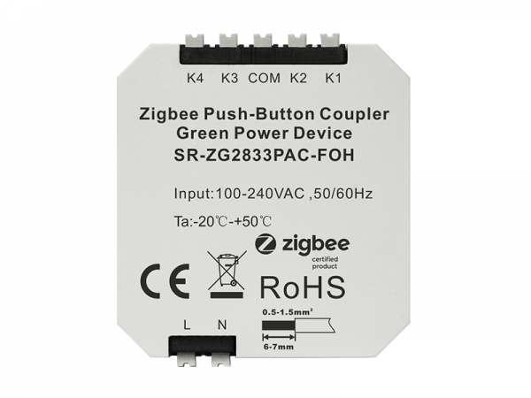 Zigbee PUSH-button Coupler (FOH Version) SR-ZG2833PAC-FOH