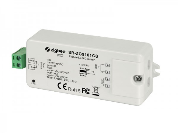 Push Compatible Constant Voltage Single Channel Zigbee LED Controller SR-ZG9101CS
