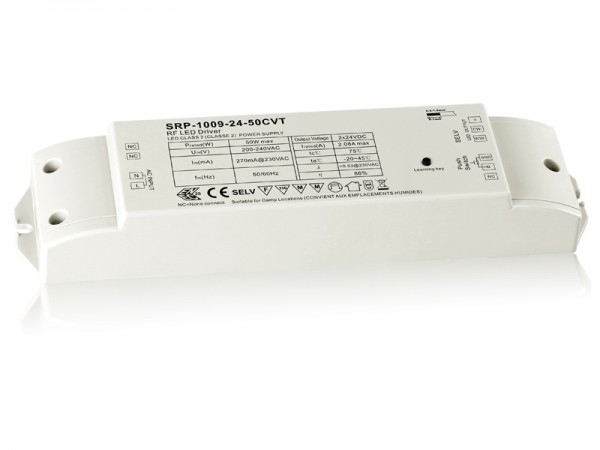 2 Channels 50W Dimmable Constant Voltage LED Driver with RF SRP-1009-24-50CVT