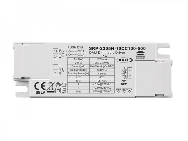 10W NFC Programmable DALI DT6 LED Driver (Constant Current) SRP-2305N-10CC100-500