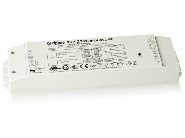 Constant Voltage 96W Dimmable PWM RGBW LED Driver with ZigBee 3.0 SRP-ZG9105-24-96W-CVF
