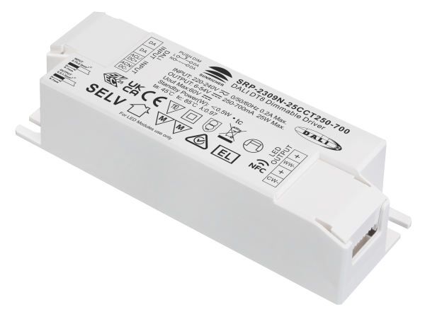 25W NFC Programmable DALI DT8 LED Driver (Constant Current) SRP-2309N-25CCT250-700