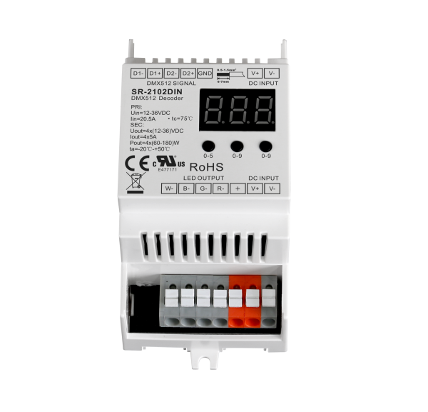 Din Rail Mounted DMX512 Decoder SR-2102DIN