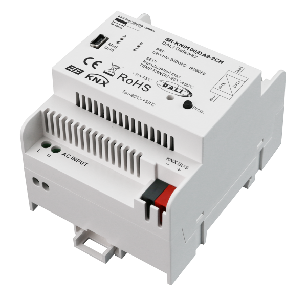 KNX to 2 Channel DALI Gateway SR-KN9100-DA2-2CH