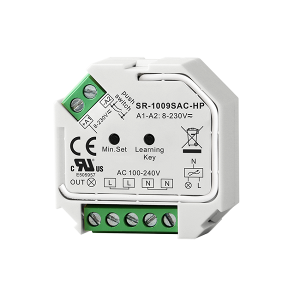 RF/WiFi Control AC Phase-Cut Dimmer with Push Dim SR-1009SAC-HP