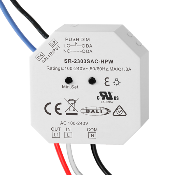 DALI + Push AC Phase Cut Dimmer SR-2303SAC-HPW