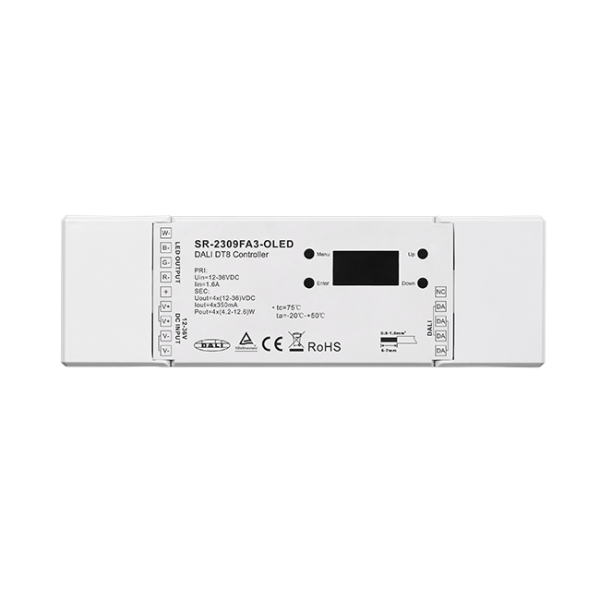 4 Channels DALI DT8 Dimmer with Built-in Master Function SR-2309FA3-OLED