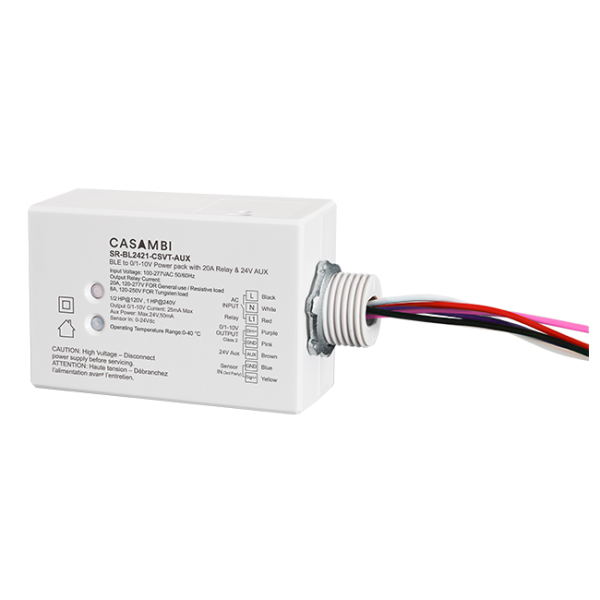 Casambi to 0/1-10V Power Pack with 20A Relay & 24V Aux SR-BL2421-CSVT-AUX