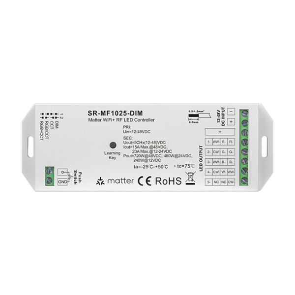 Matter Over WiFi DIM+ RF 4 in 1 LED Controller SR-MF1025-DIM