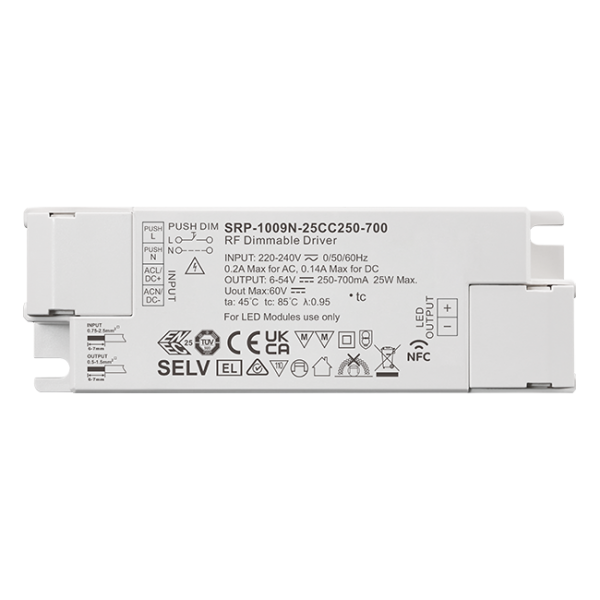 25W RF NFC Enabled LED Driver (Constant Current) SRP-1009N-25CC250-700