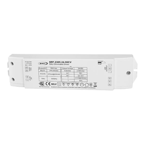 50W 1 Channel 24VDC DALI DT6 LED Constant Voltage Driver SRP-2305-24-50CV