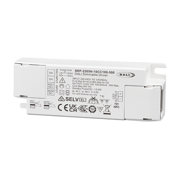 10W NFC Programmable DALI DT6 LED Driver (Constant Current) SRP-2305N-10CC100-500