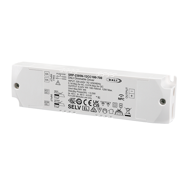 12W NFC Programmable DALI DT6 LED Driver (Constant Current) SRP-2305N-12CC100-700